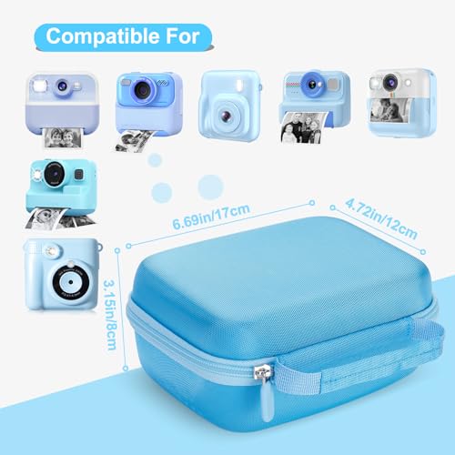 Étui pour Appareil Photo Instantané Enfant Résistant aux Chocs avec Dragonne - Étui Uniquement (Bleu)