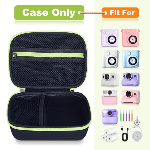 Hikkon Étui Résistant aux Chocs pour Appareil Photo Enfant - Étui Uniquement Noir avec Dragonne Compatible avec CAMCLID/
