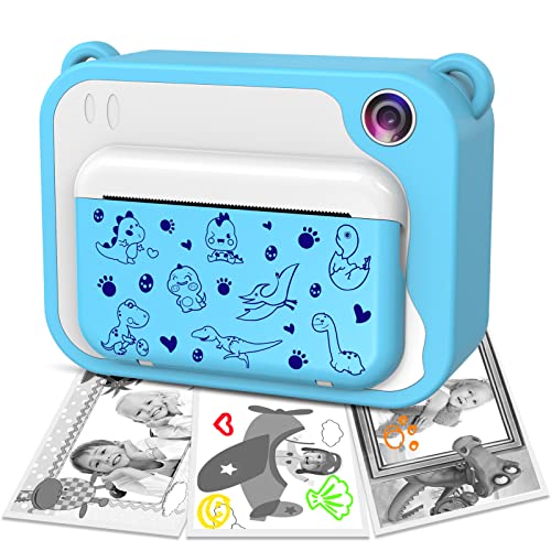 Appareil Photo Enfants à Impression Instantanée 1080P HD, Caméra Jouet pour 3-12 Ans avec Papier d'impression et Carte T