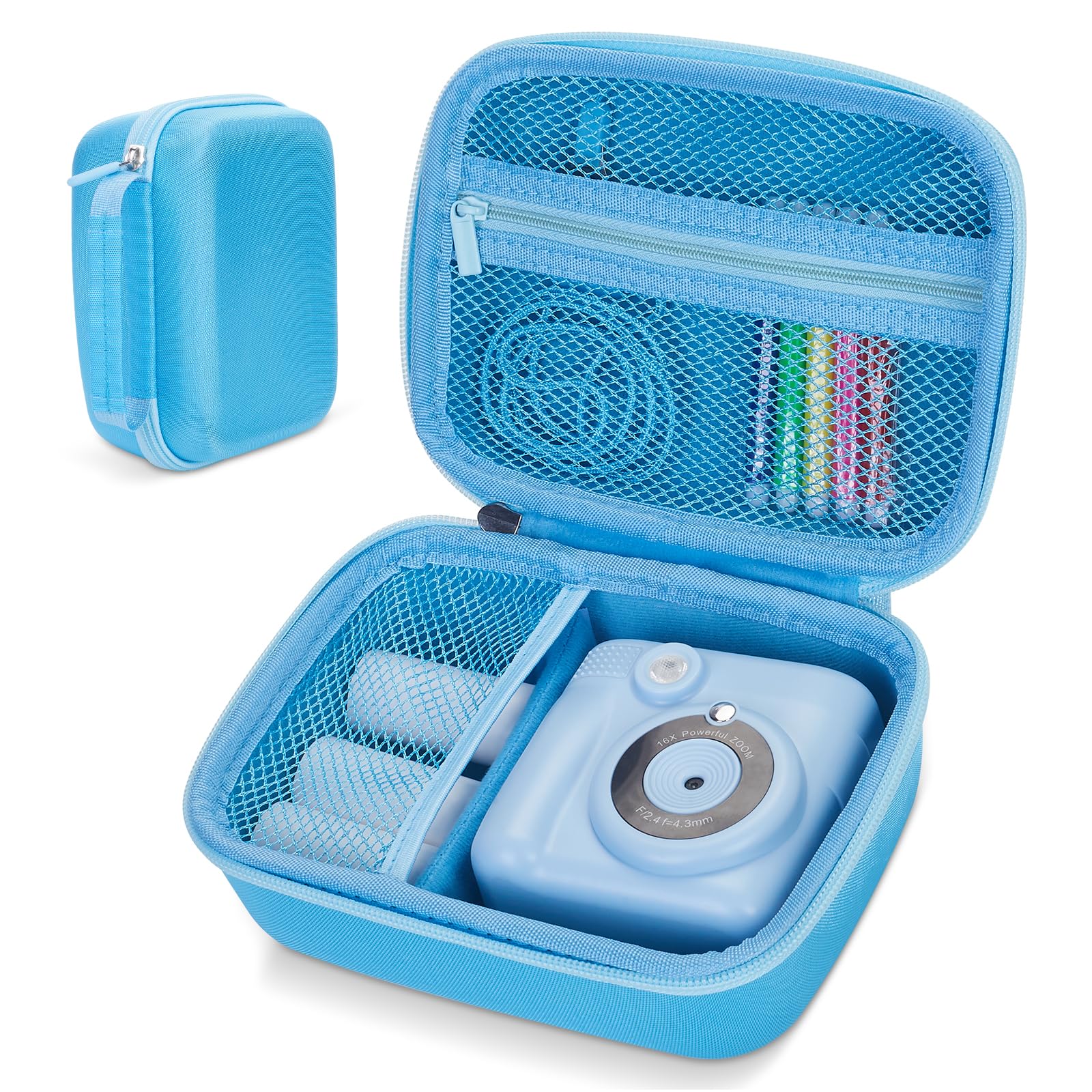 Étui pour Appareil Photo Instantané Enfant Résistant aux Chocs avec Dragonne - Étui Uniquement (Bleu)